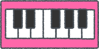 ピアノ イラスト ピンク クレヨン風 音楽・学校 無料