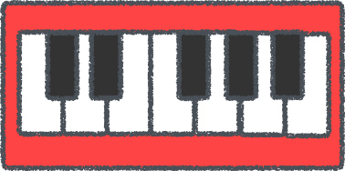 ピアノ イラスト レッド クレヨン風 音楽・学校 無料