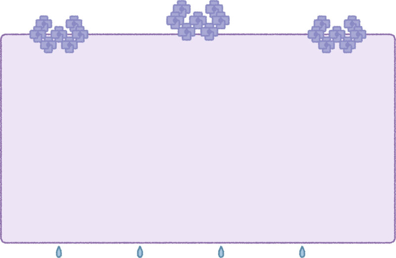 梅雨タイトルフレーム イラスト シンプル クレヨン風 かわいい おたより 資料 無料