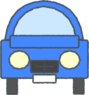 セダン イラスト クレヨン風 ブルー 正面 無料