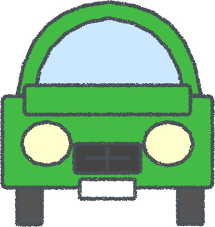 セダン イラスト クレヨン風 グリーン 正面 無料