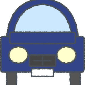 セダン イラスト クレヨン風 ネイビー 正面 無料