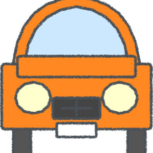 セダン イラスト クレヨン風 オレンジ 正面 無料