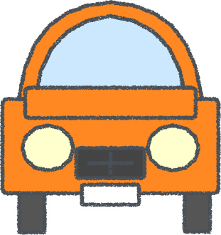 セダン イラスト クレヨン風 オレンジ 正面 無料