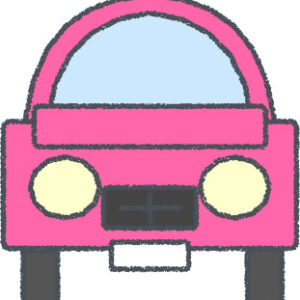 セダン イラスト クレヨン風 ピンク 正面 無料