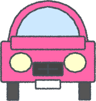 セダン イラスト クレヨン風 ピンク 正面 無料