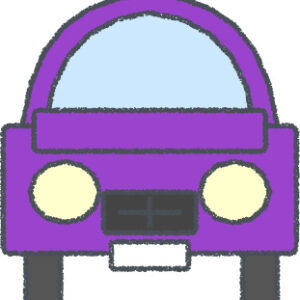 セダン イラスト クレヨン風 パープル 正面 無料
