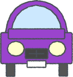 セダン イラスト クレヨン風 パープル 正面 無料