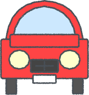 セダン イラスト クレヨン風 レッド 正面 無料