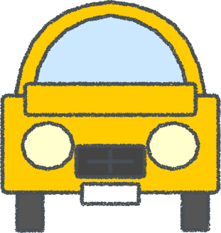 セダン イラスト クレヨン風 イエロー 正面 無料