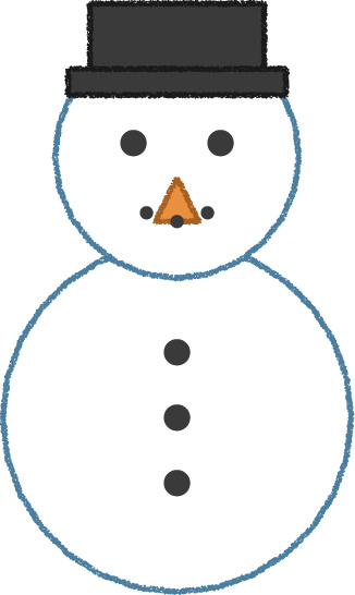 雪だるま イラスト 白 冬 シンプル クレヨン風 かわいい おたより 資料 無料
