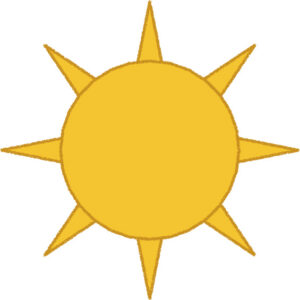 ギラギラ太陽 イラスト 黄色 夏 シンプル クレヨン風 かわいい おたより 資料 無料