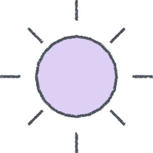 太陽 イラスト ラベンダー クレヨン風 夏・天気 無料