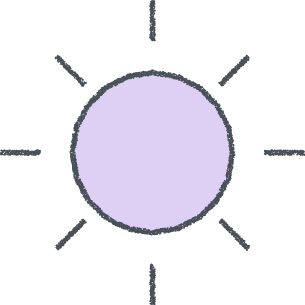 太陽 イラスト ラベンダー クレヨン風 夏・天気 無料