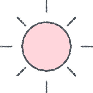 太陽 イラスト ピンク クレヨン風 夏・天気 無料