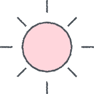 太陽 イラスト ピンク クレヨン風 夏・天気 無料