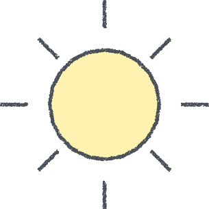 太陽 イラスト イエロー クレヨン風 夏・天気 無料