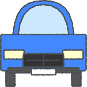 SUV イラスト クレヨン風 ブルー 正面 無料