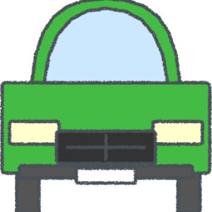 SUV イラスト クレヨン風 グリーン 正面 無料