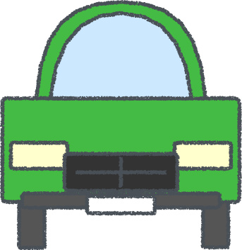 SUV イラスト クレヨン風 グリーン 正面 無料