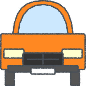SUV イラスト クレヨン風 オレンジ 正面 無料