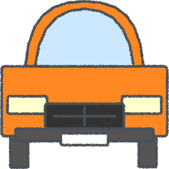 SUV イラスト クレヨン風 オレンジ 正面 無料