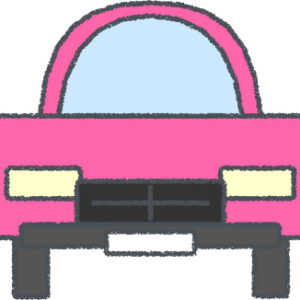SUV イラスト クレヨン風 ピンク 正面 無料