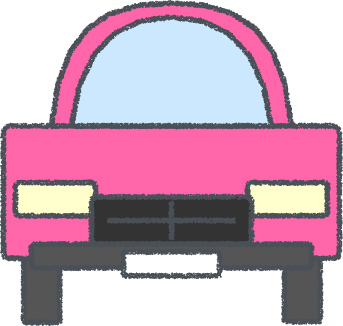 SUV イラスト クレヨン風 ピンク 正面 無料