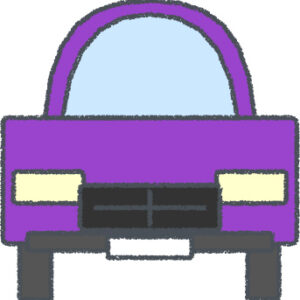 SUV イラスト クレヨン風 パープル 正面 無料