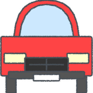 SUV イラスト クレヨン風 レッド 正面 無料
