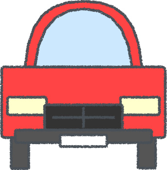 SUV イラスト クレヨン風 レッド 正面 無料