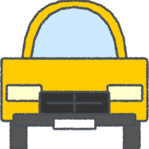 SUV イラスト クレヨン風 イエロー 正面 無料