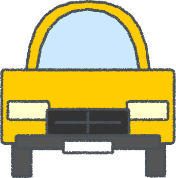SUV イラスト クレヨン風 イエロー 正面 無料