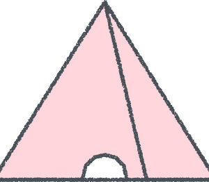 テント イラスト クレヨン風 ピンク キャンプ 無料