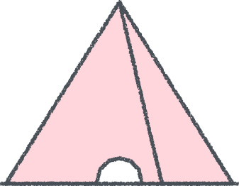 テント イラスト クレヨン風 ピンク キャンプ 無料