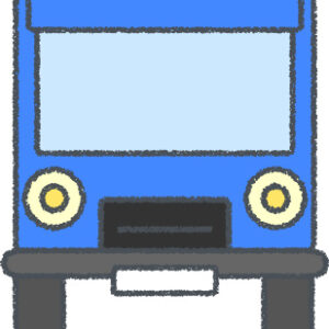 トラック イラスト クレヨン風 ブルー 正面 無料