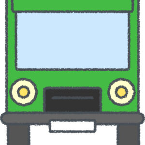 トラック イラスト クレヨン風 グリーン 正面 無料