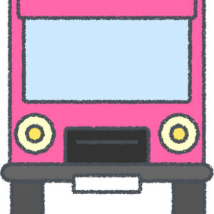 トラック イラスト クレヨン風 ピンク 正面 無料