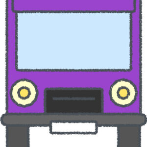 トラック イラスト クレヨン風 パープル 正面 無料