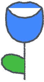 チューリップ イラスト ブルー クレヨン風 春・花 無料