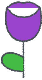 チューリップ イラスト パープル クレヨン風 春・花 無料