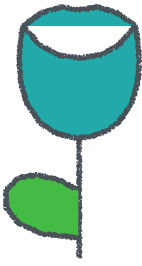 チューリップ イラスト ティール クレヨン風 春・花 無料