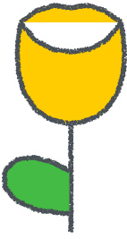 チューリップ イラスト イエロー クレヨン風 春・花 無料