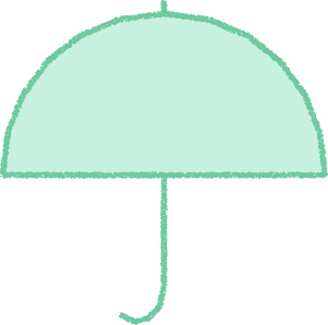傘 イラスト ミント 梅雨 シンプル クレヨン風 かわいい おたより 資料 無料