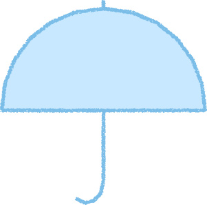 傘 イラスト 水色 梅雨 シンプル クレヨン風 かわいい おたより 資料 無料