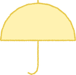 傘 イラスト 黄色 梅雨 シンプル クレヨン風 かわいい おたより 資料 無料