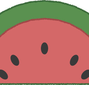 スイカ イラスト 赤緑 夏 シンプル クレヨン風 かわいい おたより 資料 無料