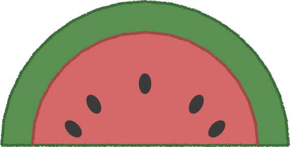 スイカ イラスト 赤緑 夏 シンプル クレヨン風 かわいい おたより 資料 無料