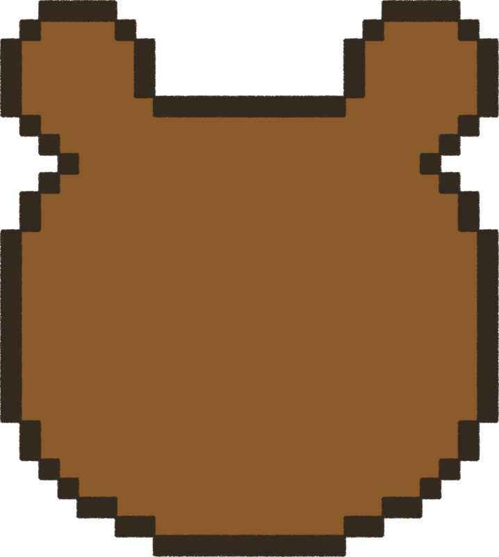 くま イラスト 後ろ姿 ドット絵風 かわいい 動物 無料