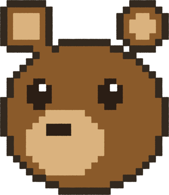 くま イラスト 斜め ドット絵風 かわいい 動物 無料